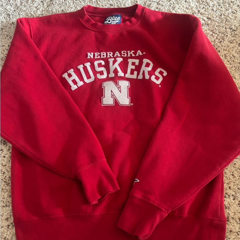 Blue 84 Nebraska Huskers Scarlet Crewneck Sweatshirt